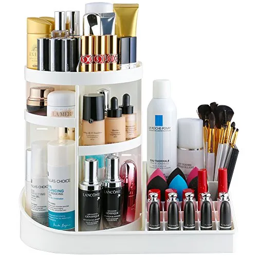 A MAKEUP ORGANIZER WITH ADJUSTABLE SHELVES AND TONS OF SPACE