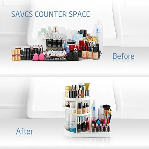 A MAKEUP ORGANIZER WITH ADJUSTABLE SHELVES AND TONS OF SPACE