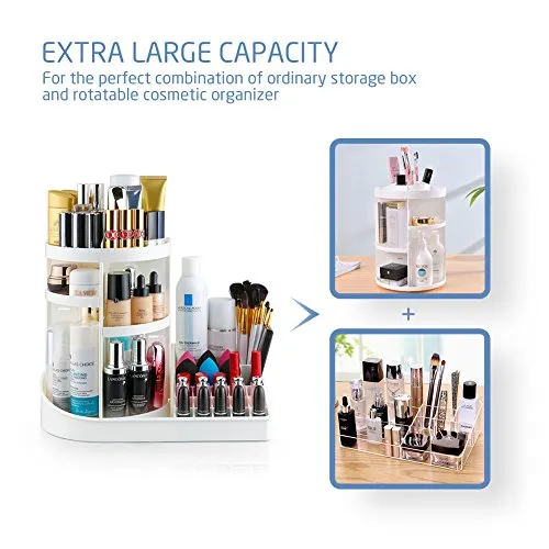 A MAKEUP ORGANIZER WITH ADJUSTABLE SHELVES AND TONS OF SPACE