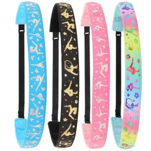 Adjustable No Slip Gymnastics Headbands - 4 Pack