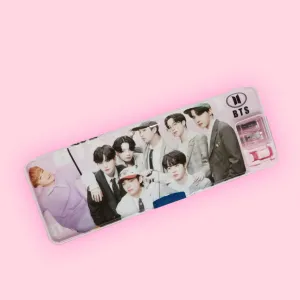 BTS Pink Color Pencil Box with Led Lamp