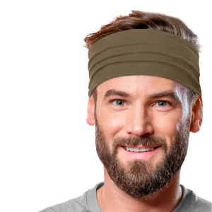 Men's Headbands Cotton Jersey 5" Wide Sports Fitness Yoga Made in the USA Mocha