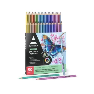 Metallic Colored Pencils | Set of 50 | Triangular Grip