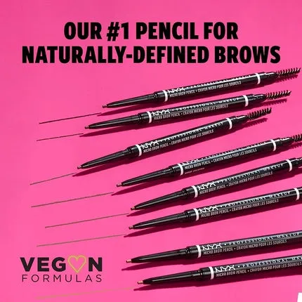 Micro eyebrow pencil, double-sided with mechanical eyebrow pencil and eyebrow brush.  Vegan formula.  Shade: chocolate 04 . Nyx Professional Makeup