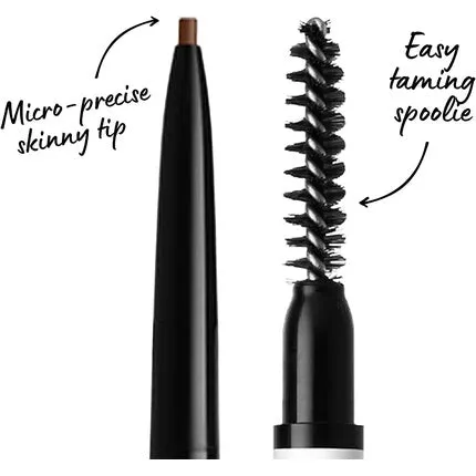 Micro eyebrow pencil, double-sided with mechanical eyebrow pencil and eyebrow brush.  Vegan formula.  Shade: chocolate 04 . Nyx Professional Makeup