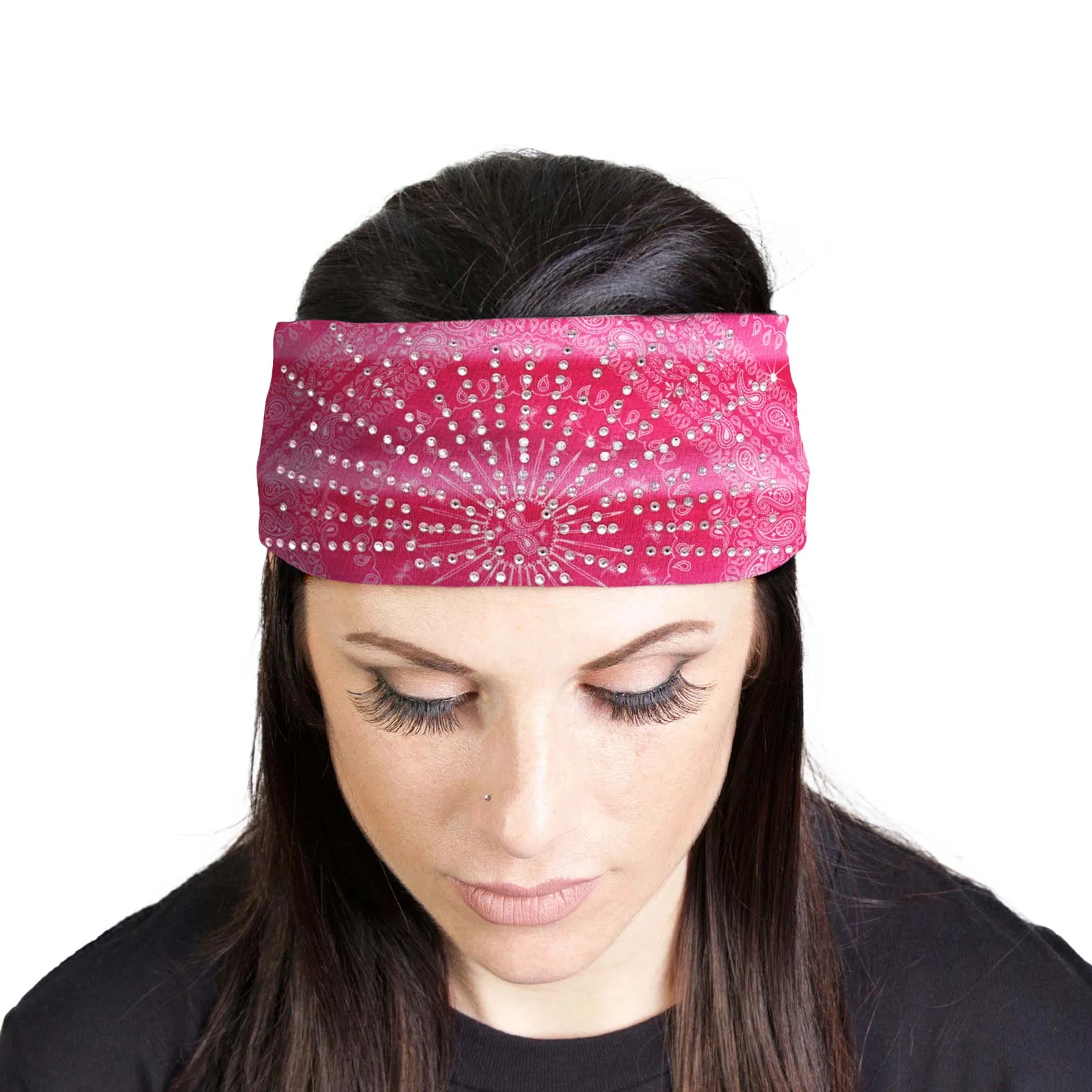 Milwaukee Leather | Bling Designed Wide Headbands-Headwraps for Women Biker bandana Classic Pink- MLA8005