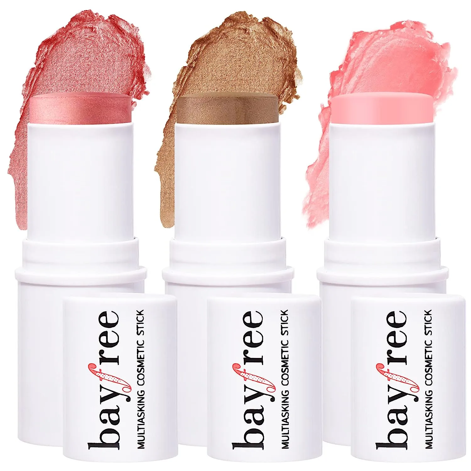 Multi Stick Trio Face Makeup, Cream Blush Stick for Cheeks & Lips, Contour Stick & Highlighter Makeup Sticks for All Skin