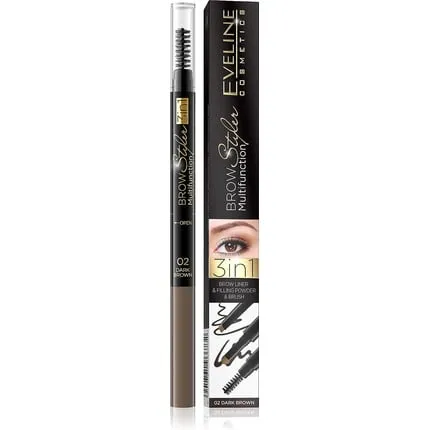 Multifunctional eyebrow styler 3in1 dark brown, Eveline Cosmetics