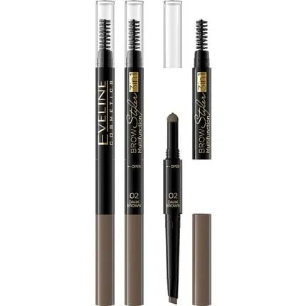 Multifunctional eyebrow styler 3in1 dark brown, Eveline Cosmetics