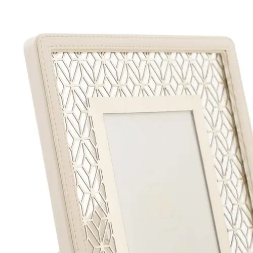 PURE HOME   LIVING Beige Lazer Cut Faux Leather Photo Frame, Tabletop Leather Picture Frame, Customize Leather Frame, Gift Photo Frame, Personalized Wedding Picture Frame (4X6 Inches, Pack Of 1)