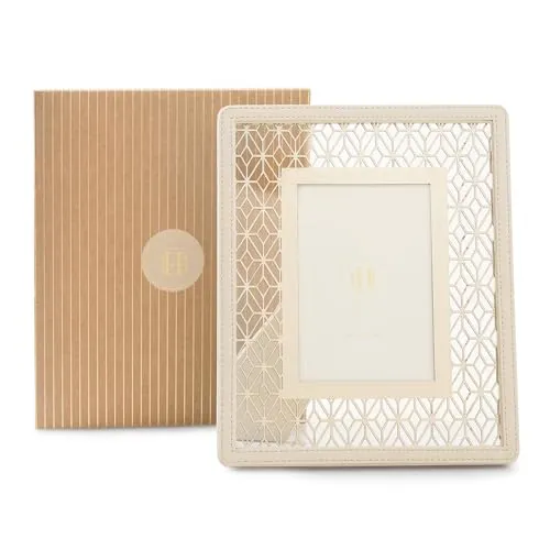 PURE HOME   LIVING Beige Lazer Cut Faux Leather Photo Frame, Tabletop Leather Picture Frame, Customize Leather Frame, Gift Photo Frame, Personalized Wedding Picture Frame (4X6 Inches, Pack Of 1)