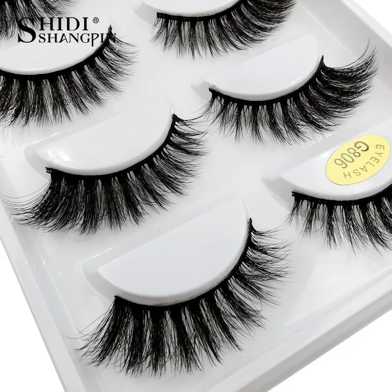 SHIDISHANGPIN 5 pairs mink eyelashes natural long 3d mink lashes hand made false eyelashes dramatic eyelashes makeup fake lashes