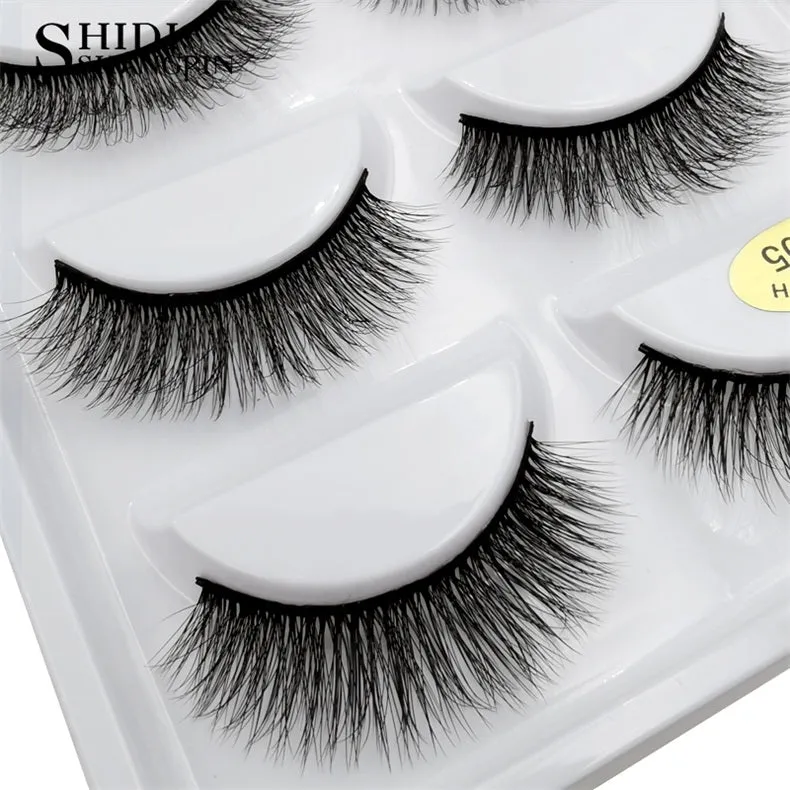 SHIDISHANGPIN 5 pairs mink eyelashes natural long 3d mink lashes hand made false eyelashes dramatic eyelashes makeup fake lashes