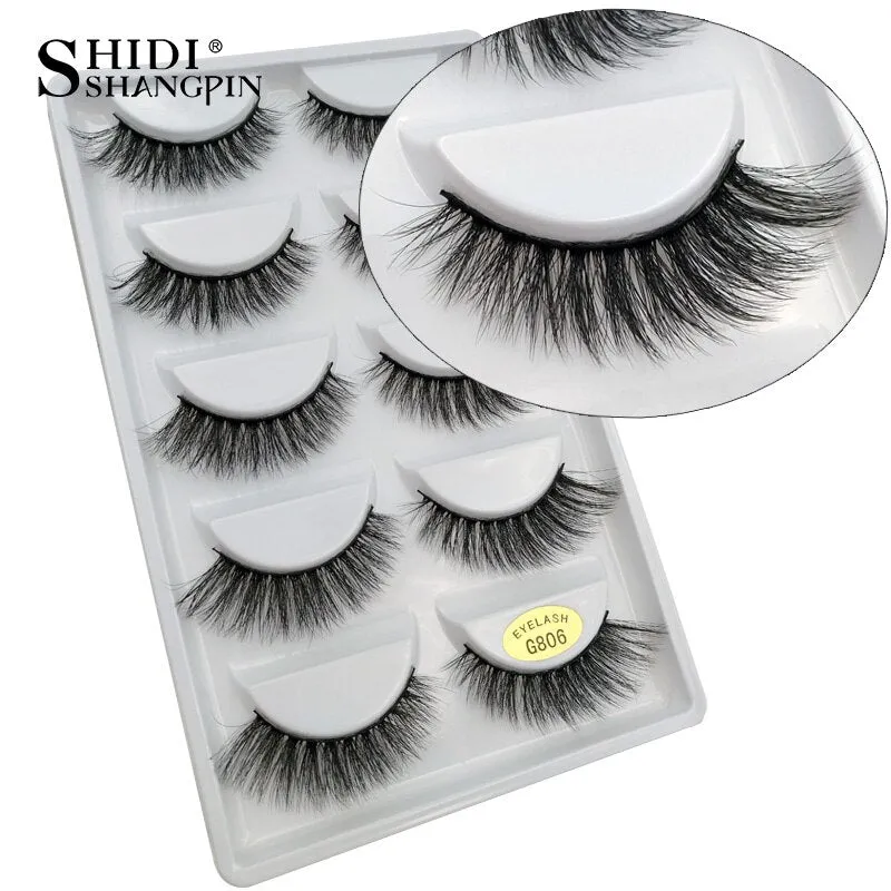 SHIDISHANGPIN 5 pairs mink eyelashes natural long 3d mink lashes hand made false eyelashes dramatic eyelashes makeup fake lashes