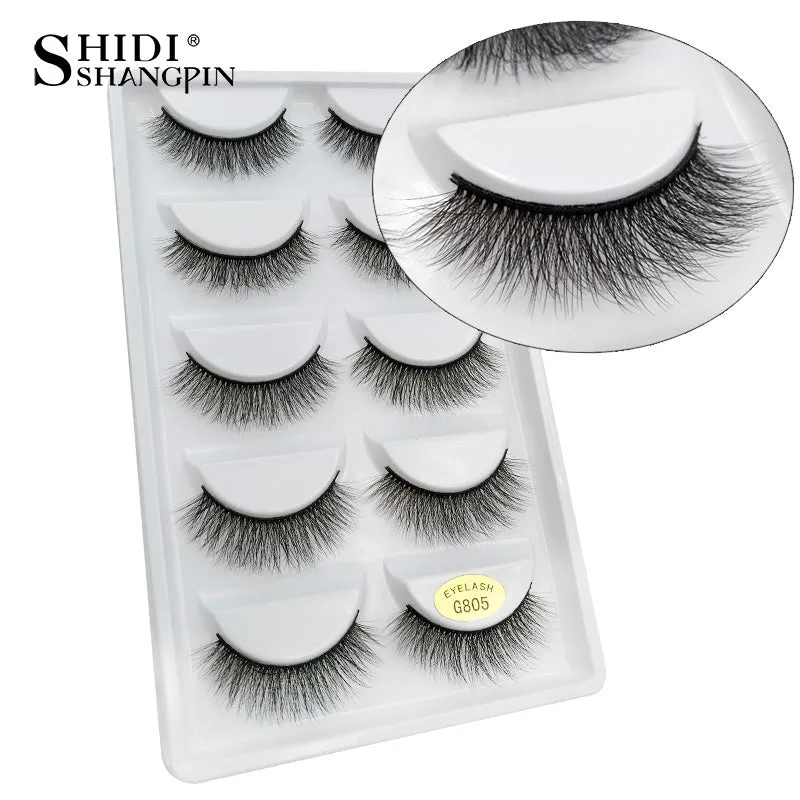 SHIDISHANGPIN 5 pairs mink eyelashes natural long 3d mink lashes hand made false eyelashes dramatic eyelashes makeup fake lashes