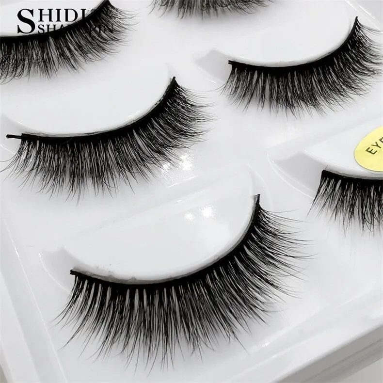 SHIDISHANGPIN 5 pairs mink eyelashes natural long 3d mink lashes hand made false eyelashes dramatic eyelashes makeup fake lashes