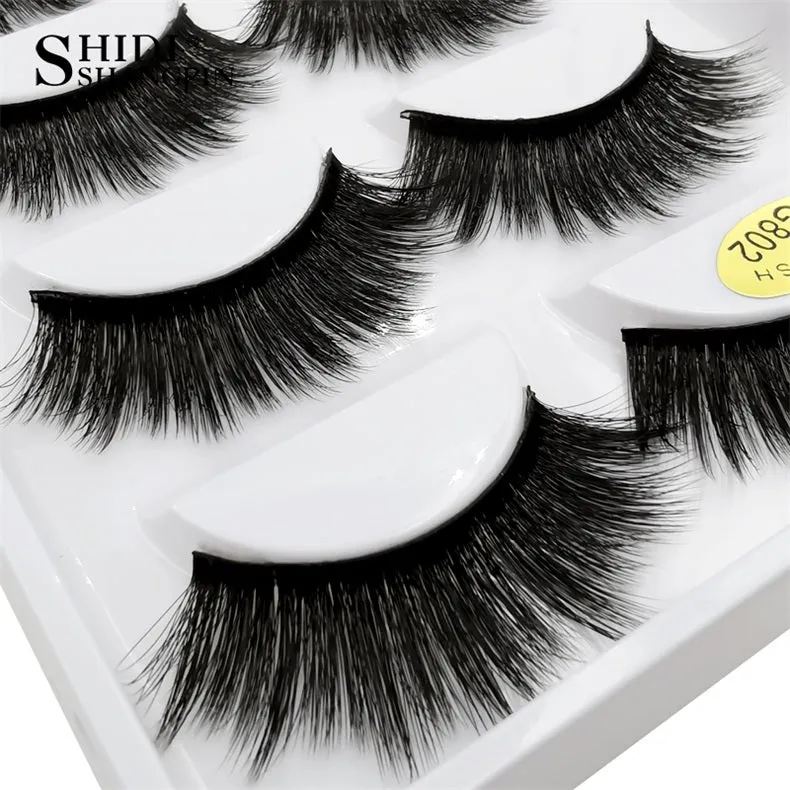 SHIDISHANGPIN 5 pairs mink eyelashes natural long 3d mink lashes hand made false eyelashes dramatic eyelashes makeup fake lashes