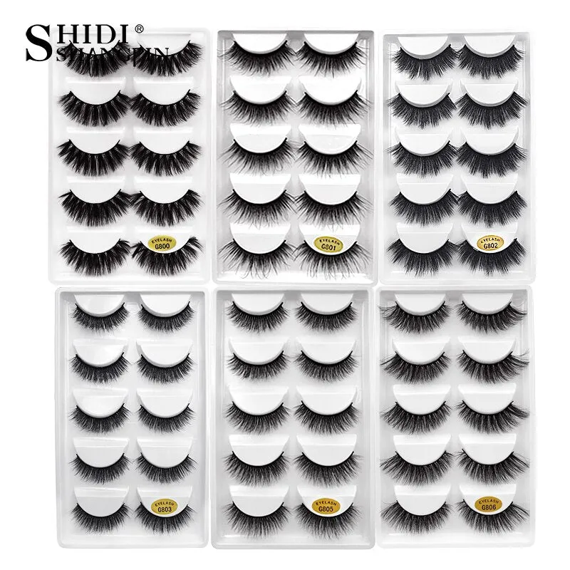 SHIDISHANGPIN 5 pairs mink eyelashes natural long 3d mink lashes hand made false eyelashes dramatic eyelashes makeup fake lashes