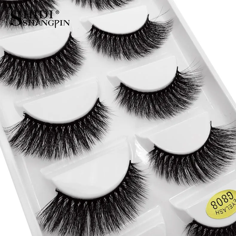 SHIDISHANGPIN 5 pairs mink eyelashes natural long 3d mink lashes hand made false eyelashes dramatic eyelashes makeup fake lashes