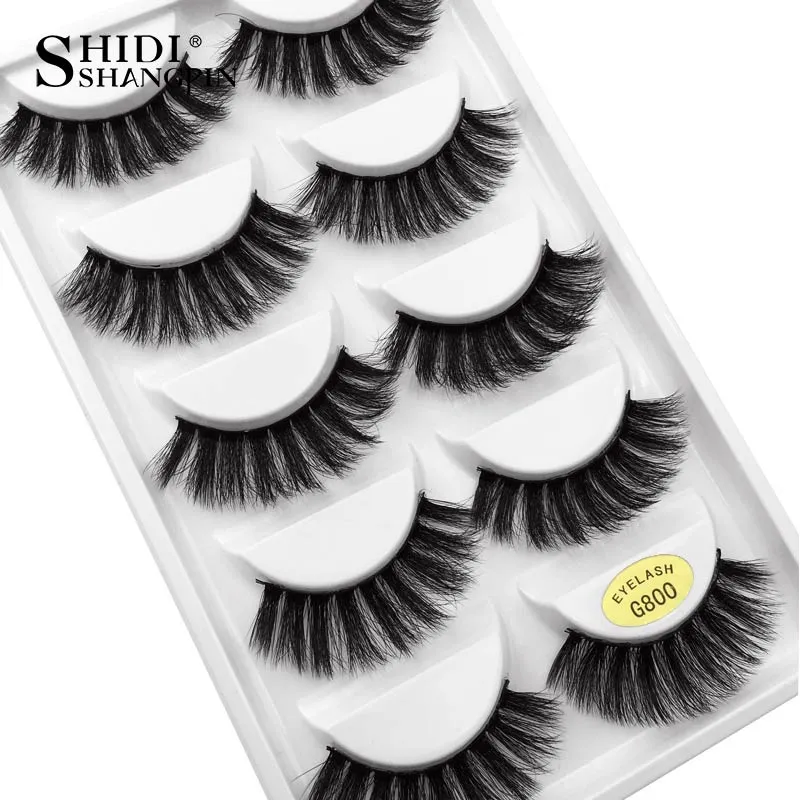 SHIDISHANGPIN 5 pairs mink eyelashes natural long 3d mink lashes hand made false eyelashes dramatic eyelashes makeup fake lashes