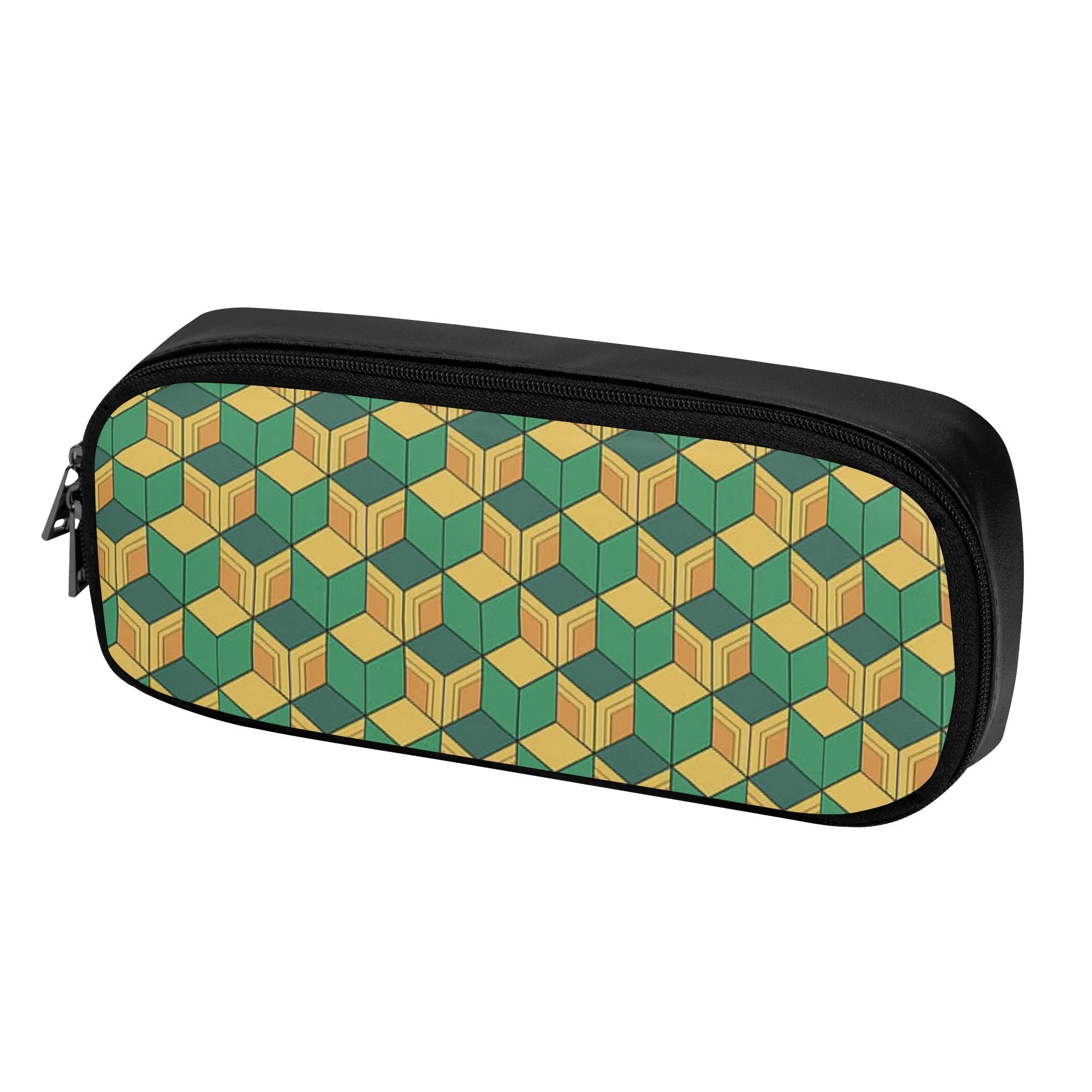 Stylish PU LEATHER Pencil Case for Tweens & Teens. Back to School Supplies. Anime inspired Green Yellow Pencil Case