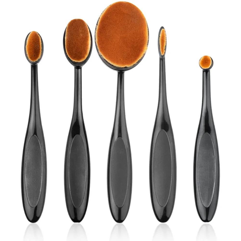 Trendy 5Pcs Oval Nylon Foundation Blending Brushes