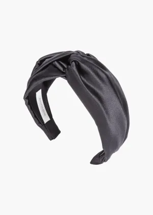 Twist Headband in Silk Satin -- Black