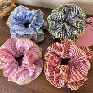 VAIGE Colorful Geometric Ruffle Hair Scrunchies and Headbands - Cotton Blend Elastic Hair Accessories