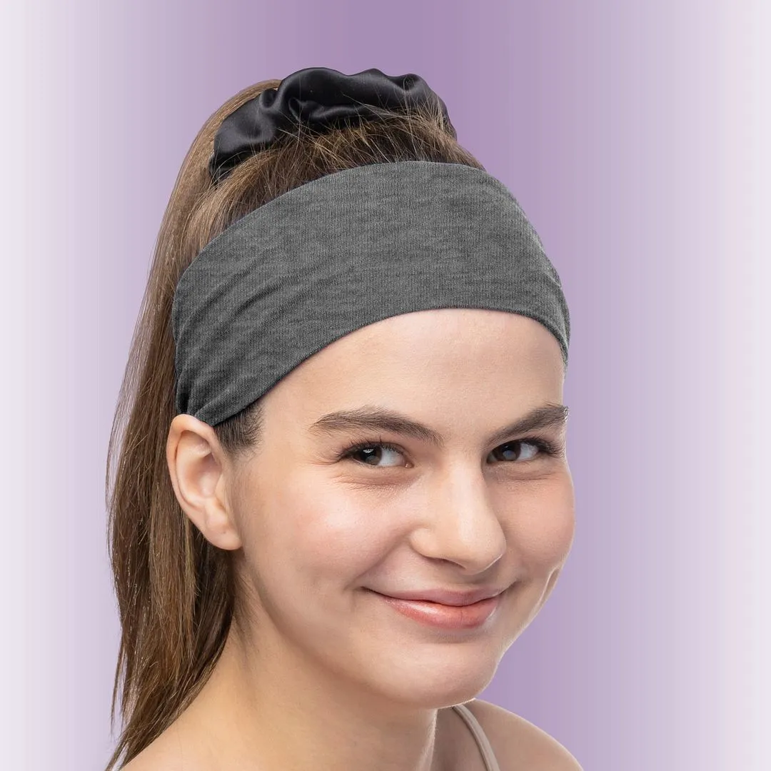 Women's Headbands Cotton Jersey 3" Wide Yoga Fitness Fashion Made in the USA Heather Charcoal