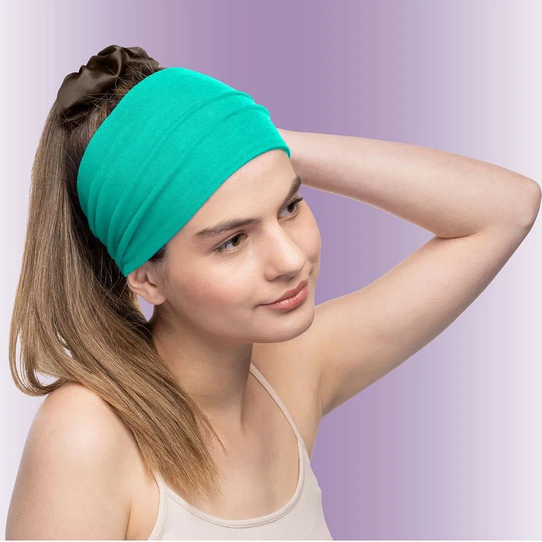 Women's Headbands Cotton Jersey 5" Wide Yoga Fitness Fashion Made in the USA Jade